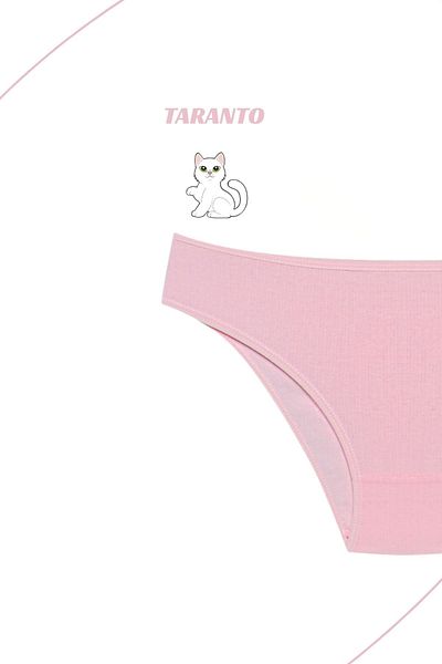 MİSTİRİK Taranto Model High Waist Ribbed Flexible Cotton Slip Panties Light Pink Color