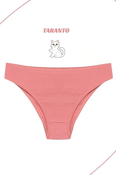 MİSTİRİK Taranto Model High Waist Ribbed Flexible Cotton Slip Panties Pastel Pink Color