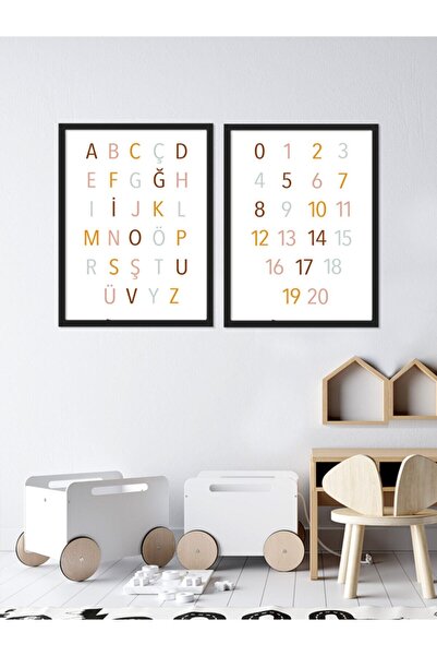 Vetro Design Slova i brojevi Set slika u okviru za dečiju sobu