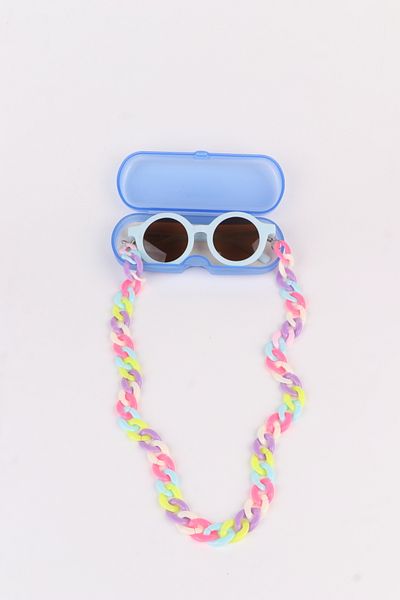 MACERATİ 0-8 Years Old Cool Child Set of 3 Sunglasses, Glasses Case and Glasses Chain