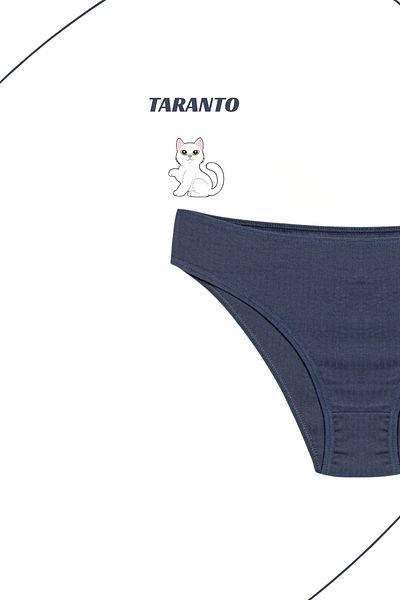 MİSTİRİK Slip din bumbac elastic cu nervuri model Taranto Culoare Albastru