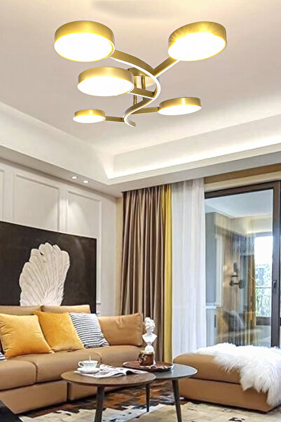 Fer Avize Avize Leyla Ledli Dekoratif Modern Enerji Tasarruflu 5Li Led 3 Renk Işık Oturma Odası  Salon Mutfak