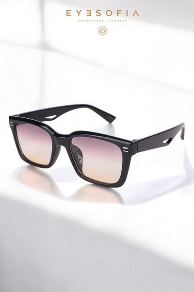 Eyesofia Cura Unisex Luxury Glass Black Smoked Sunglasses