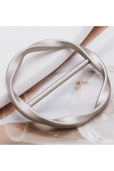 chibi Gümüş Renk Metal Yuvarlak Kıvrımlı Tasarım Tişört, Şal, Fular Aksesuarı...