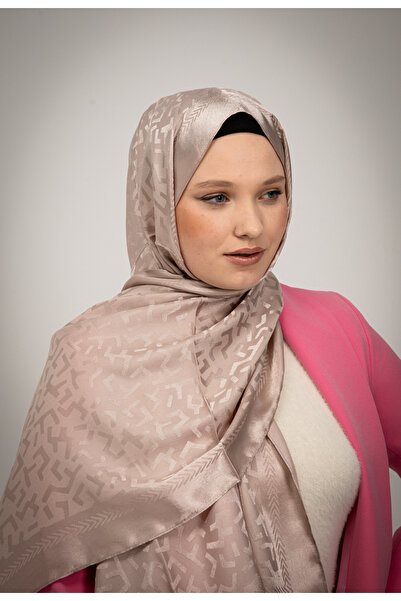 MODA Geometric Pattern Shiny Jacquard Shawl Milk Coffee