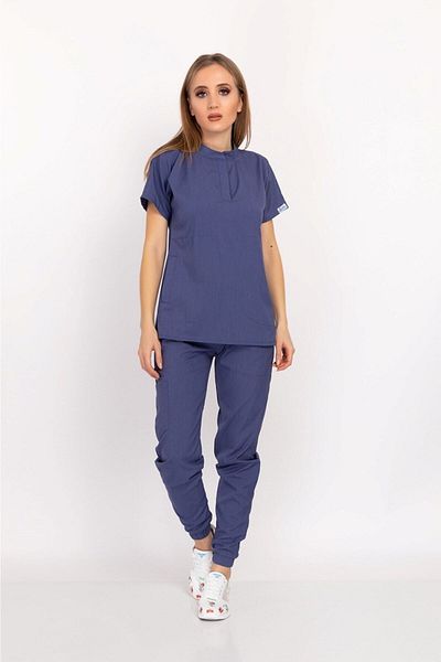 Nur Medikal Giyim Storm Blue Era Model Snap Fastener Guler Domnă Soft Lycra Asistentă Doctor Spital Scrubs Suit