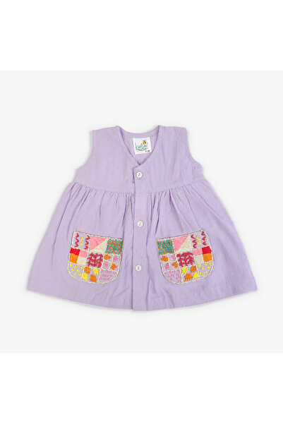KeeBee Organic Cotton Hand-Embroidered Lilac Girls Dress
