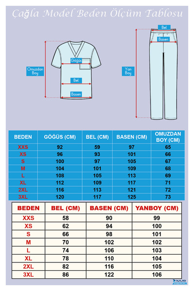 Nur Medikal Giyim Kırmızı Çağla Model Çıt Çıtlı Hakim Yaka Soft Likra Forma Hemşire Doktor Scrubs Hastane Takımı