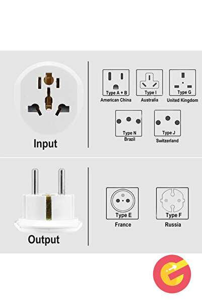 GüncelÇarşı Uluslararası Priz Fiş Adaptör Çevirici 16A 250V Seyahat fişi Dönüştürücü Adaptörü, CE sertifikalı