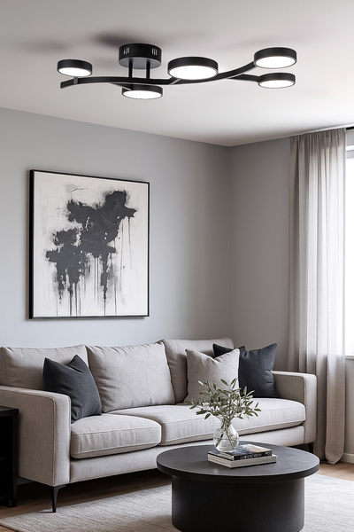 Fer Avize Avize Leyla Ledli Dekoratif Modern Enerji Tasarruflu 5Li Led 3 Renk Işık Oturma Odası  Salon Mutfak