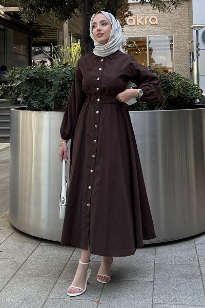Tesettür Diyarı Γυναικείο φόρεμα Hijab Rapalin Brown