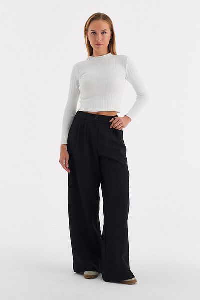 MARKALİSTE Black Palazzo Trousers - Relaxed Fit