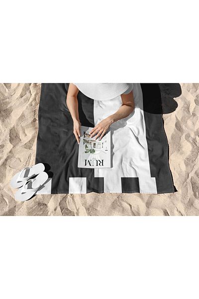 ASDİVA Square Line Pattern Digital Printing Beach Towel 75X150