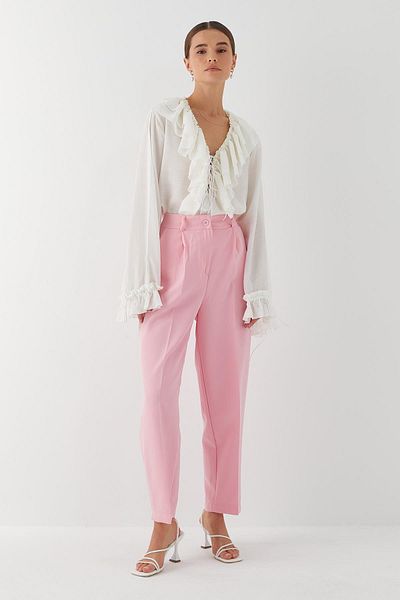 MARKALİSTE Pocket Detailed Straight Cut Trousers Pink