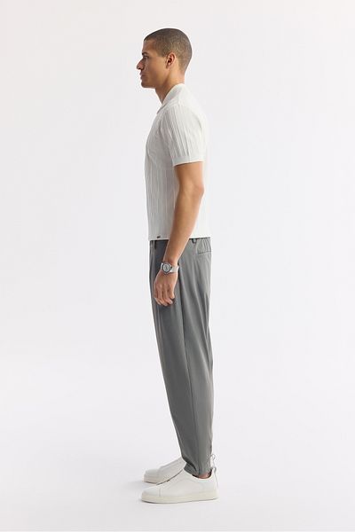 Avva Men's Dark Gray Baggy Fit Classic Waist Technical Fabric Trousers A51Y3021 Classic Waist Technical Fabric Trousers