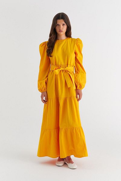 MARKALİSTE Φόρεμα Heidi Apricot με μανίκια με μπαλόνι