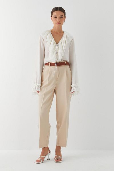 MARKALİSTE Pocket Detailed Straight Cut Trousers Beige