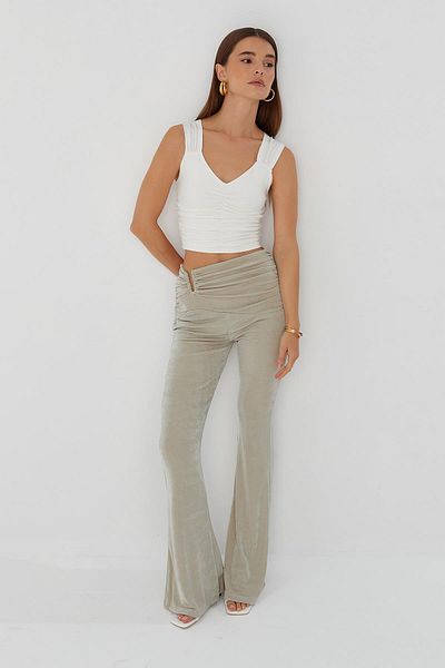 MARKALİSTE Shirring Detailed Trousers Beige