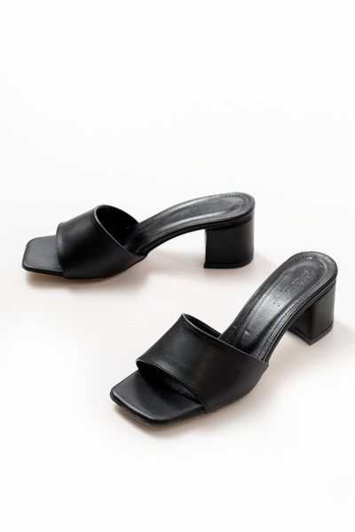 marinarosse Kadın Diodore Siyah Cilt Topuklu Terlik