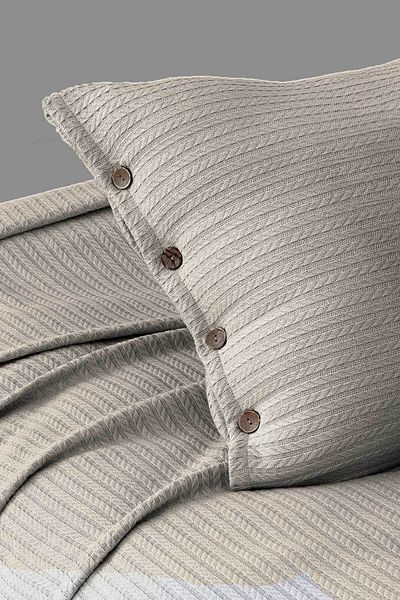 Cottonest Double Knitted Pi̇ke Bedspread with 2 Pillows