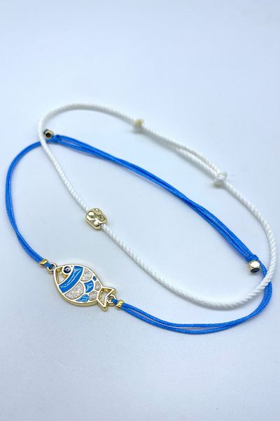 Concept HuBuTU 2 Pieces Minimal Fish Luck Figured Rope Summer Anklet Set