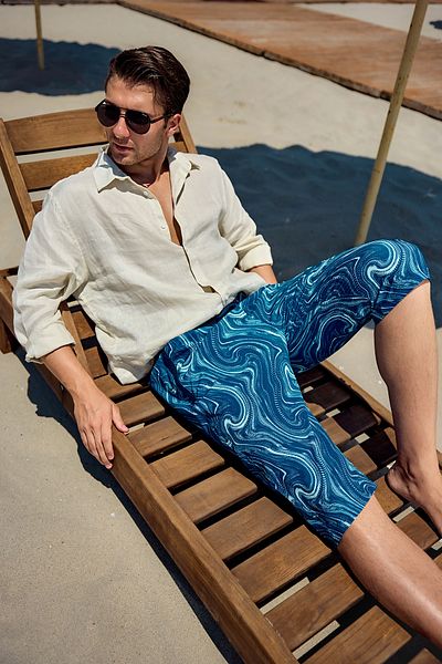 Remsa Mayo RK006 Μοντέλο Navy Blue ανδρικό μακρύ σορτς κάπρι μαγιό - Remsa