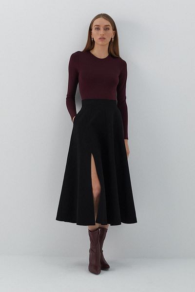 MARKALİSTE Fustă midi Slit Negru