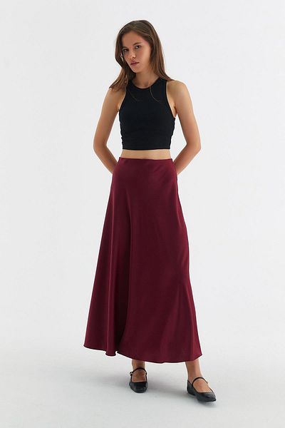 MARKALİSTE Fusta din satin burgundy