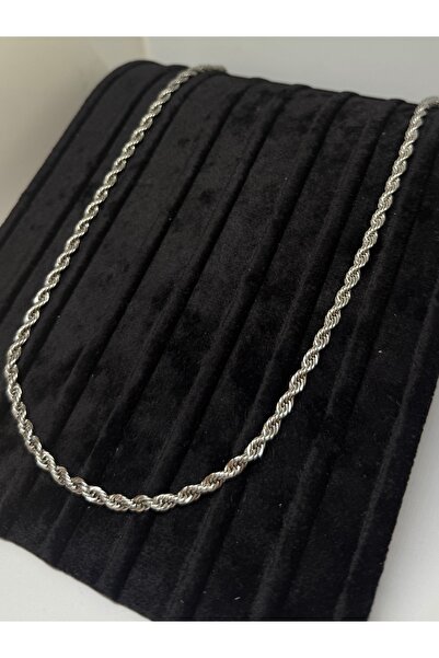 Gulsah's Store Çelik Silver unisex burgu burma zincir kolye 50 cm 3 mm