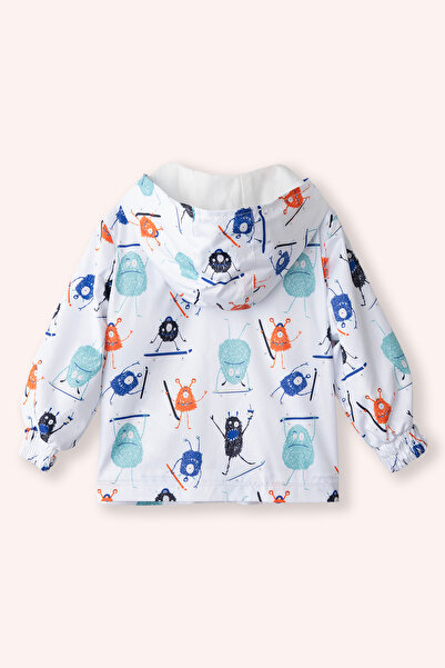 Panço Baby Boy Patterned White Raincoat