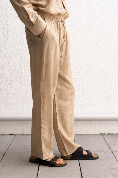 GIESTO Beige Pants with Relaxed Cut Effect