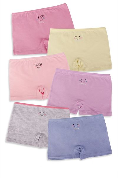 DOMİKİDS Set de 6 boxeri din bumbac colorat Lycra pentru fete - 89500-256
