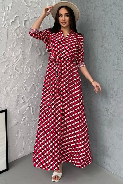 azra moda Red Checkered Pocket Shirt Dress