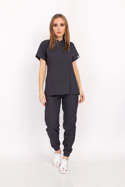 Nur Medikal Giyim Antracit Color Snap Fastener Guler Soft Lycra Doctor, Asistentă, Spital, Costum de turneu