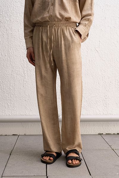 GIESTO Beige Pants with Relaxed Cut Effect