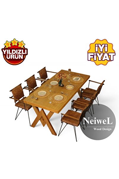 Neiwel Hias Doğal Ahşap Yemek Masası-70-100