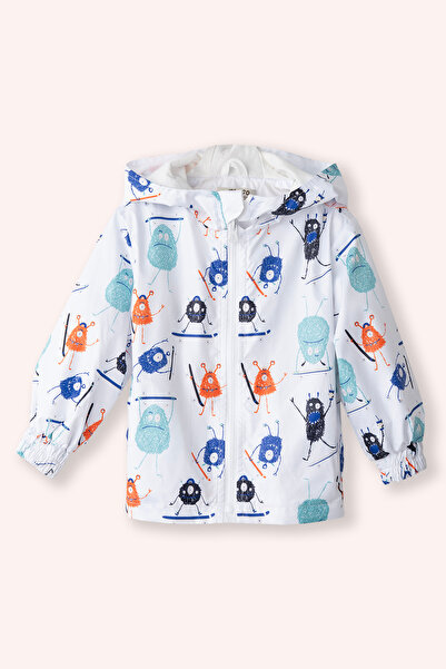 Panço Baby Boy Patterned White Raincoat
