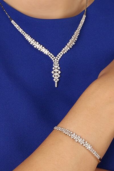 Çgk Çiğdem Gürel Kuyumculuk Beyaz Taşlı Set Takım