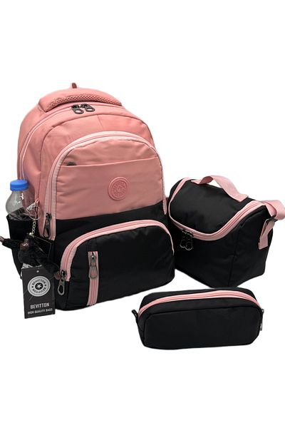 Bevitton First School Bag Set of 3 Unisex Children's Primary School Bag Bvt-8010 Powder-Black