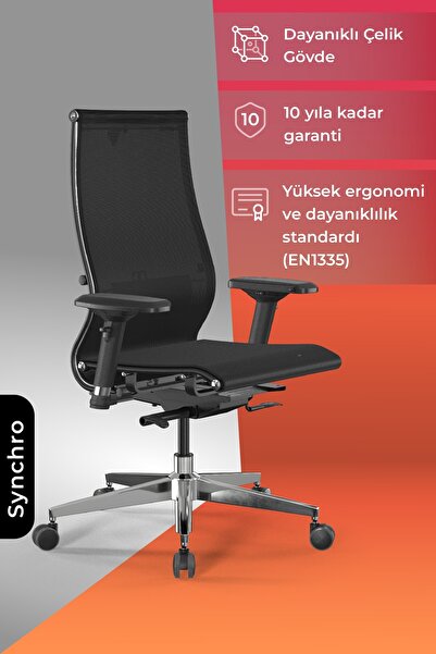 METTA Ergolife Synchrosit 10 Ergonomik Ofis Sandalyesi | Tekerlekli, Fileli Çalışma Sandalyesi-1FC.3.1.544