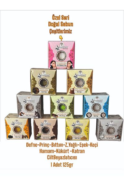 ANTEPLİHANI Natural Soap, Soap, Skin-Defne-Prinç-Eseyestul-Zeytin-Oil-Hamam-Bittim-Marshmallow-Sulfur-Camel-Seed, 10 Pcs