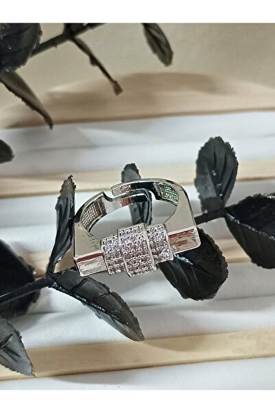 mos&more Gümüş Köşeli Ayarlanabilir Çelik Yüzük