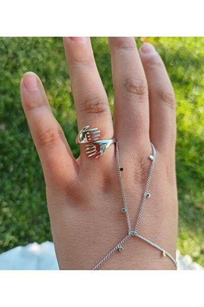 PALMMAMA Gümüş Sarılan El Ayarlanabilir Yüzük