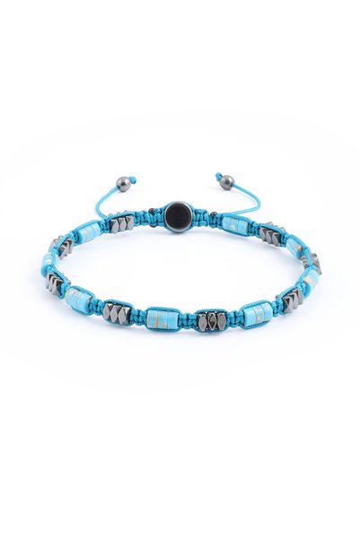 Sırlı Taş Variscite, Hematite Bracelet - Ovis Blue Bracelet - Design Bracelet 4mm Adjustable