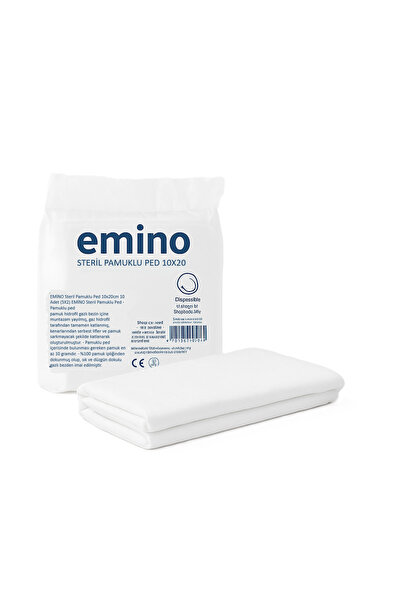Emino StEeRril Pamuklu Ped 10x20cm ÇİFTLİ (5X2) 5 PAKET 10 Adet