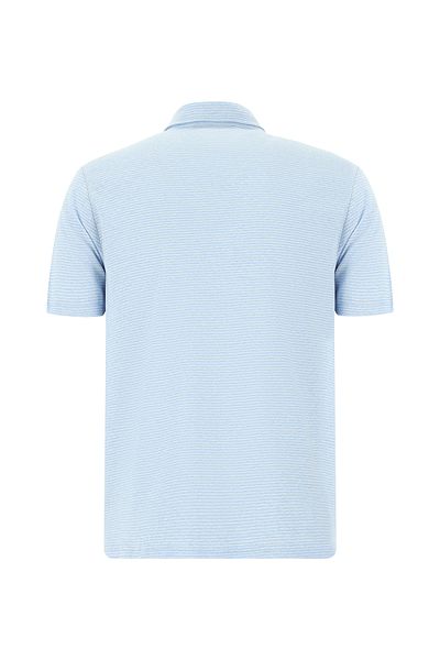 Abdullah Kiğılı Regular Fit Patterned Embroidered Cotton Linen Polo Neck T-Shirt