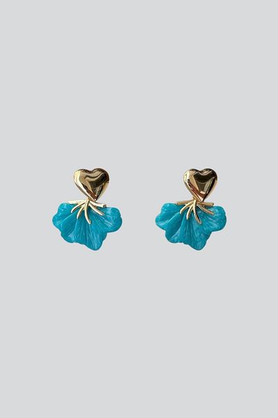 stravis Heart Dangle Leaf Earrings