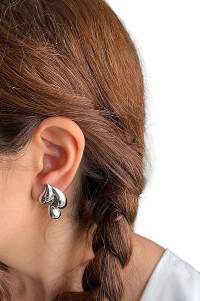 stravis Silver Color Triple Drop Earrings