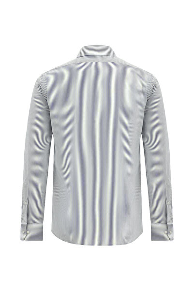 Abdullah Kiğılı Cămașă italiană cu mânecă lungă, cu dungi, din bumbac