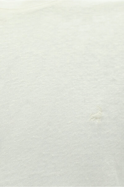 Abdullah Kiğılı Bisiklet Yaka Regular Fit Nakışlı Keten Tişört